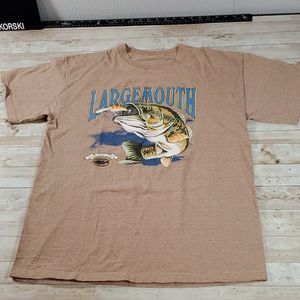 Vintage Sport Anglers Classic Bassmaster Largemouth Bass Single Stitch T-Shirt L